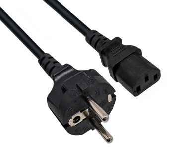 DINIC Netzkabel Schutzkontaktstecker gerade auf C13, schwarz
